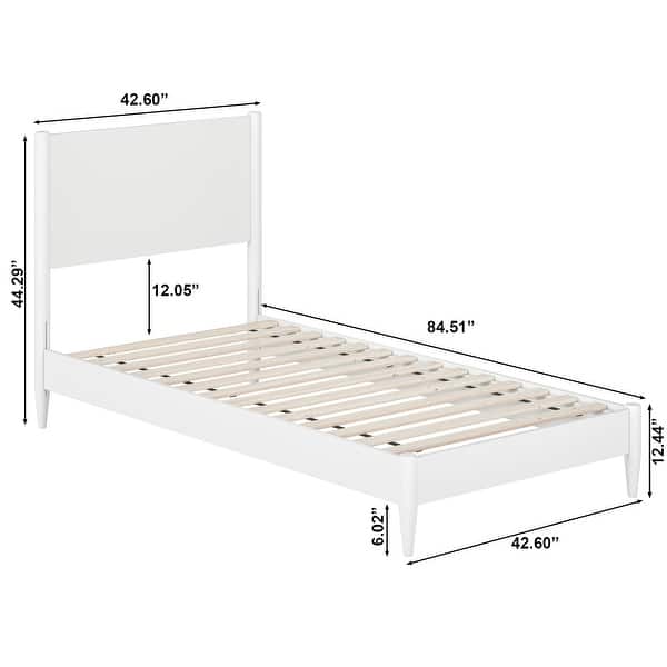 dimension image slide 8 of 15, Pasadena Solid Wood Low Profile Platform Bed
