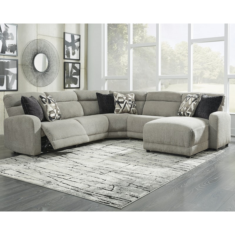 Signature Design by Ashley Colleyville Gray 5-Piece Power Reclining Sectional with Chaise - 106"W x 105"D x 39"H