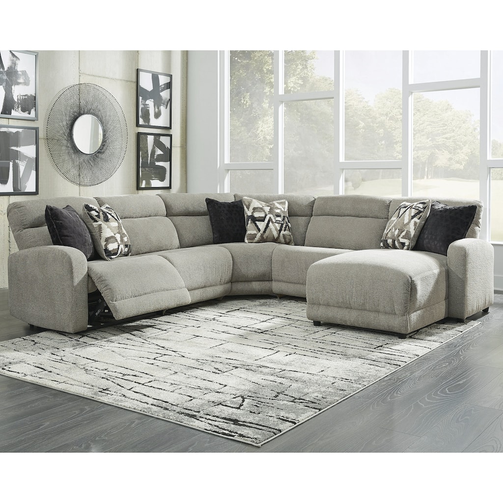 Signature Design by Ashley Colleyville Gray 5-Piece Power Reclining Sectional with Chaise - 106"W x 105"D x 39"H