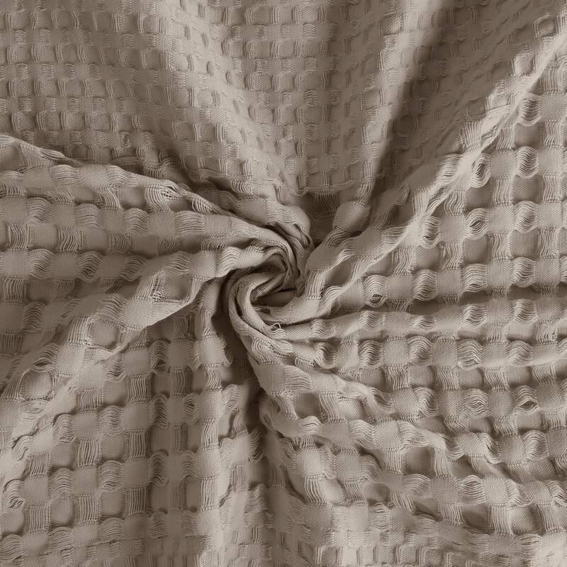 White 100 Cotton Waffle Patterned Shower Curtain