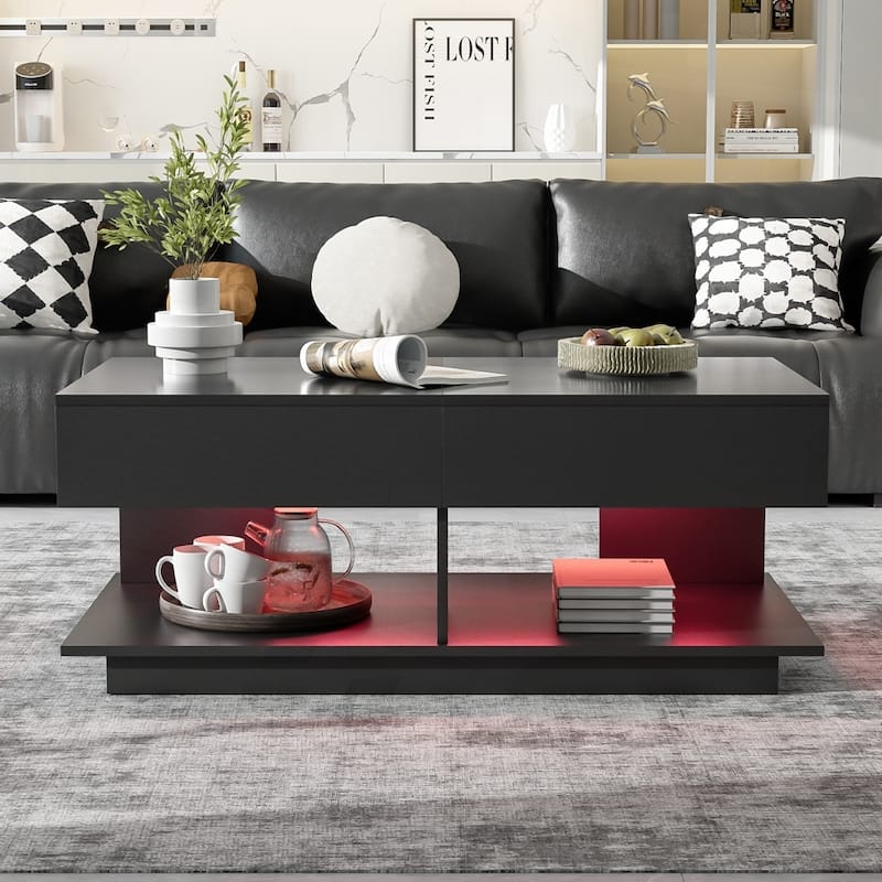 Extendable Coffee Table with Multiple Storage Compartments