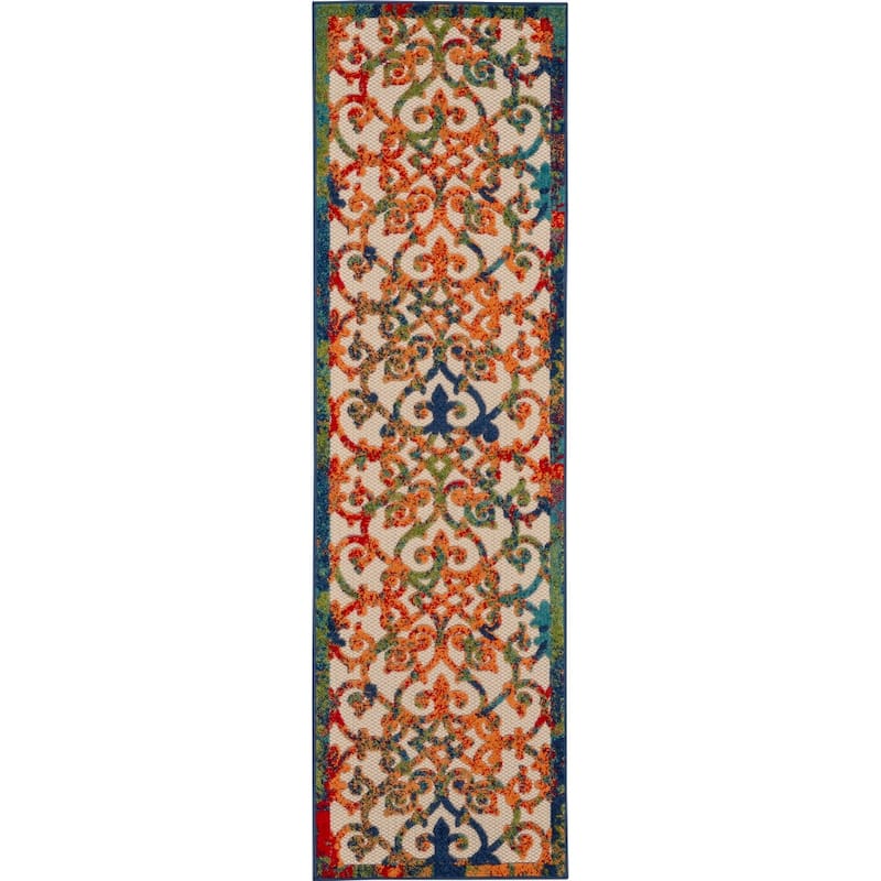 Nourison Aloha Transitional Scroll Indoor/Outdoor Damask Rug