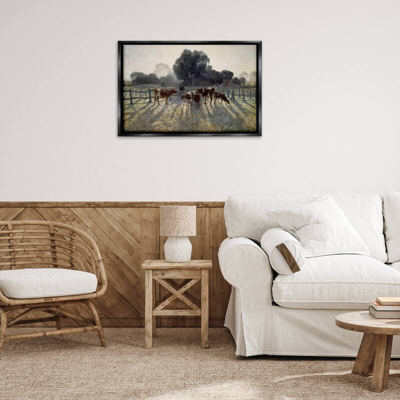 Stupell Elioth Gruner Morning Cows Framed Floater Canvas Wall Art Design By Arlington Prints