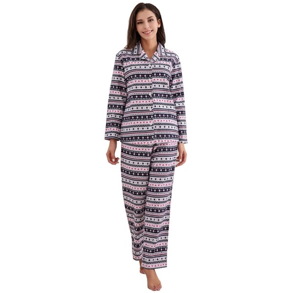 Richie House Women's Cotton Printed Flannel Two-piece Set Pajama. Opens flyout.