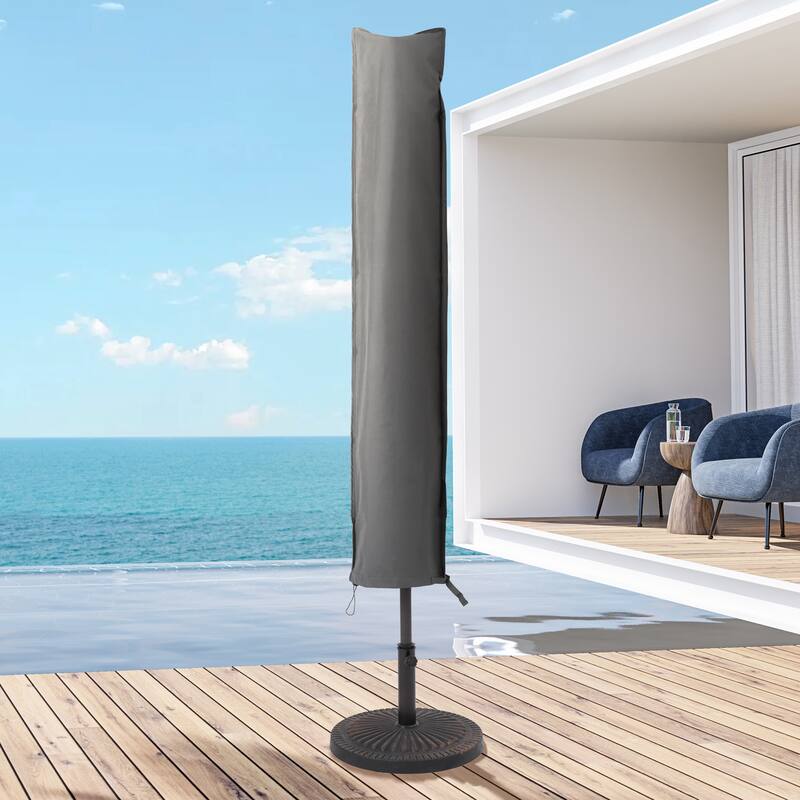 LIVOOSUN Patio Market Umbrella Covers 600D UV Resistant, Fits 9ft-11ft - DarkGray