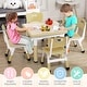 preview thumbnail 13 of 37, Kids Table and Chairs Set Height Adjustable Desk with 4 Seats