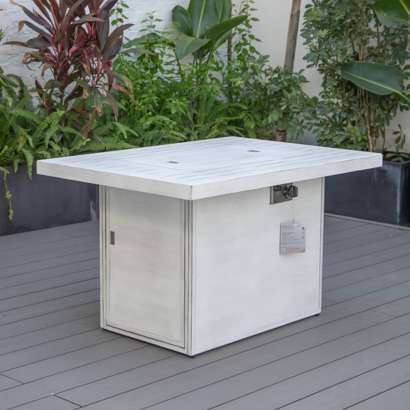 LeisureMod Chelsea 44" Modern 55000 BTU Propane Patio Fire Pit Table with Wind Guard for Porch Backyard Garden Decor