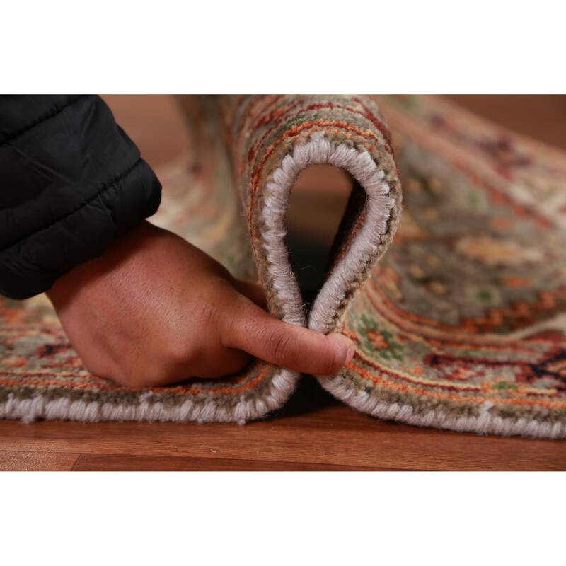 Hand Knotted Oriental 100% Wool Carpet Traditional Medallion Greys & Charcoal Heriz (serapi) Area Rug - 3' 0'' X 2' 0''