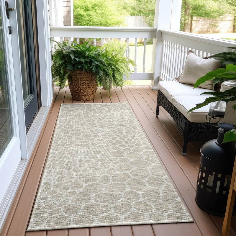 Machine Washable Indoor/ Outdoor Chantille Animal Print Rug - Beige - 2'3" x 7'6"