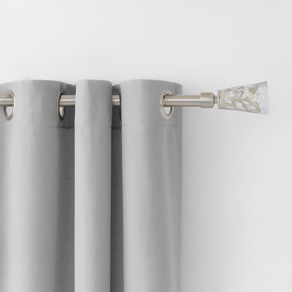 Adjustable Single Curtain Rod 50"-82" with Crystal-Look Finials and Brackets