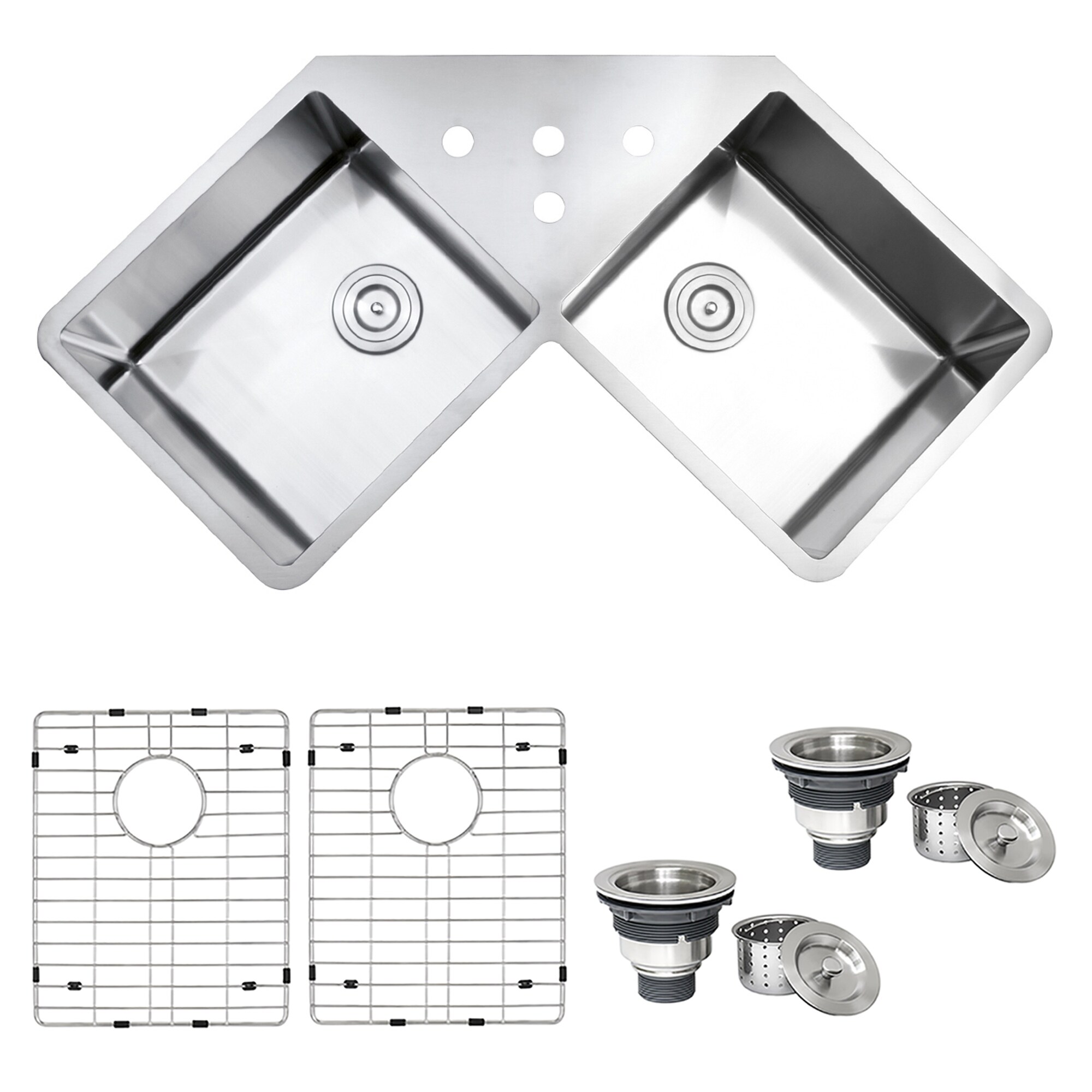 Ruvati Corner Butterfly Undermount Kitchen Sink 16 Gauge 44