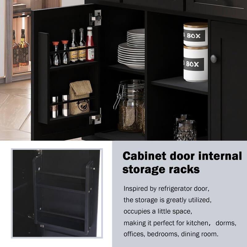 Rolling Kitchen Island Cart with Rubberwood Drop-Leaf Countertop, Storage Cabinet, Drawers & Adjustable Shelves