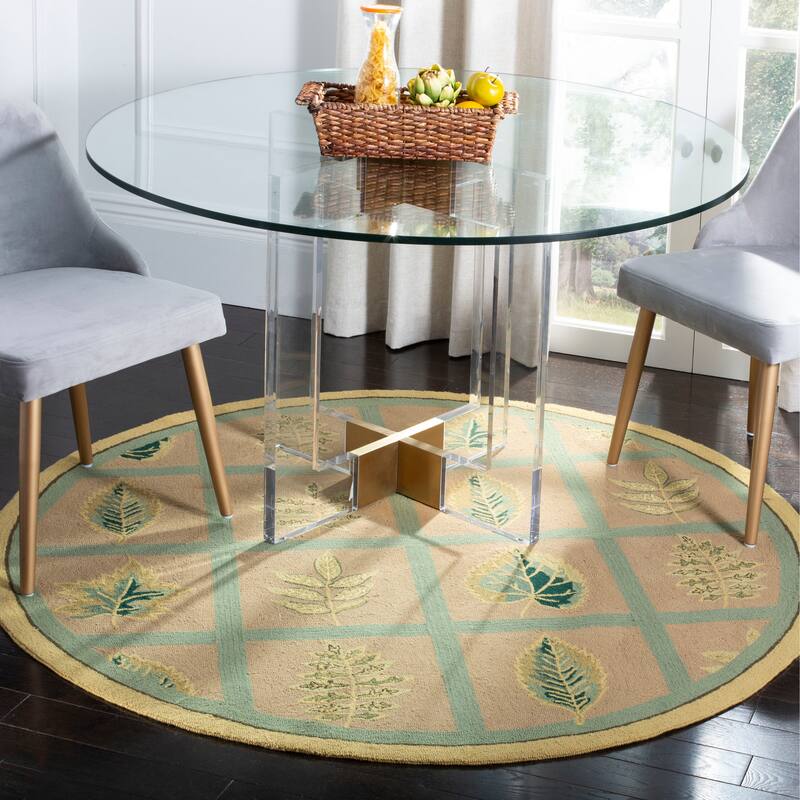 SAFAVIEH Handmade Chelsea Spring Wheel Mosaic French Country Wool Rug - 8' Round - Tan