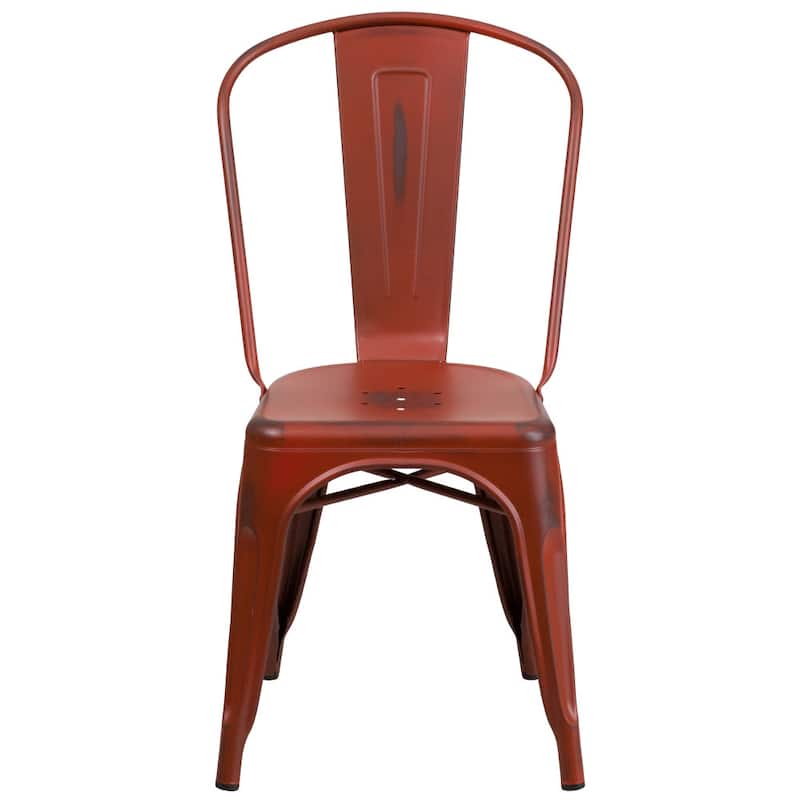 Distressed Metal Indoor/ Outdoor Stackable Chair