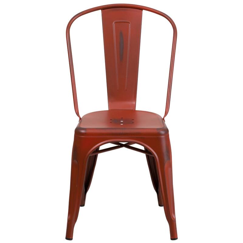 Distressed Metal Indoor-Outdoor Stackable Chair - Kitchen Furniture