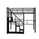 preview thumbnail 9 of 10, Black Twin Metal Loft Bed with Built-In Storage Stairs, Hanging Wardrobe Space, and Guardrails - No Box Spring Required