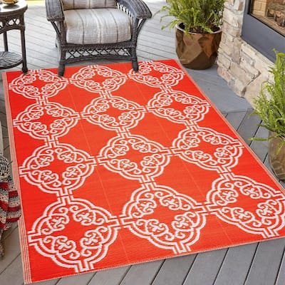 Playa Rug Outdoor Recycled Reversible Plastic Folded Mat/Rug Marrakesh Collection Lightweight & Weather, Water and UV Resistant