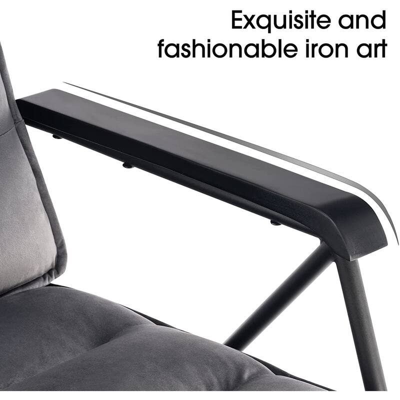 MCombo Tufted Velvet and Iron Club Chair with Ottoman