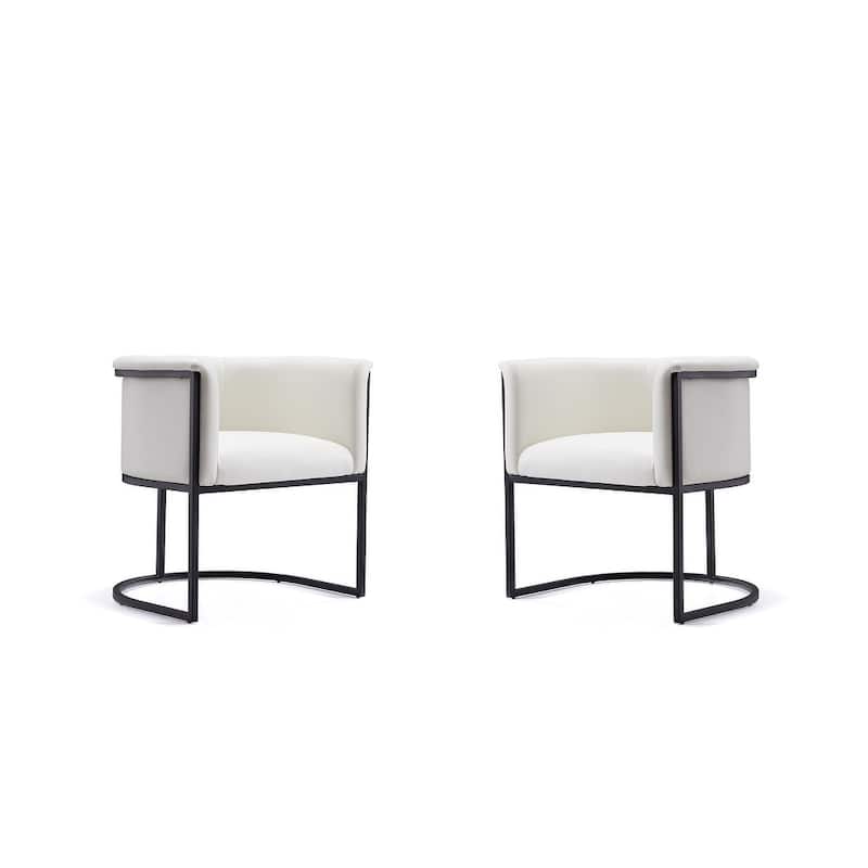 Bali Saddle and Black Faux Leather Dining Chair (Set of 2) - White