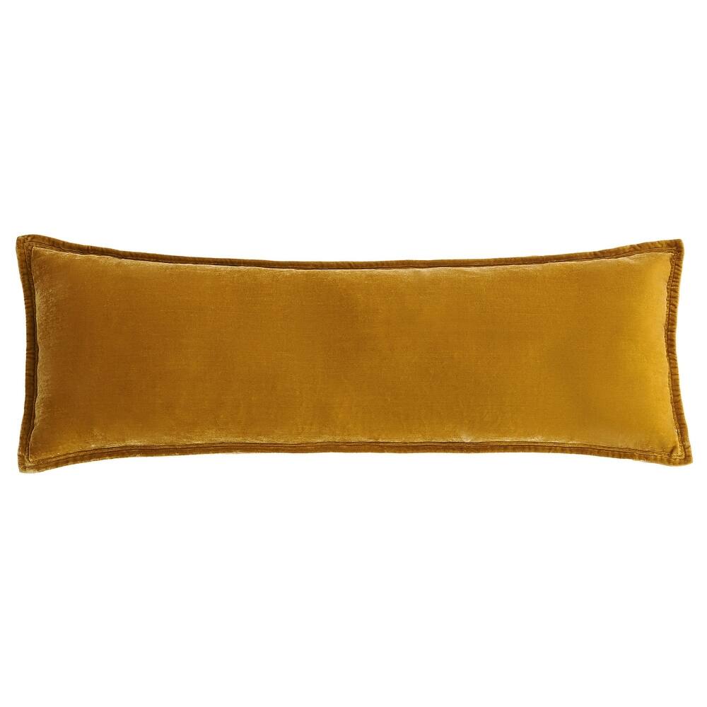 HiEnd Accents Stella Faux Silk Velvet Romantic Western Long Lumbar Pillow, 14"x42"