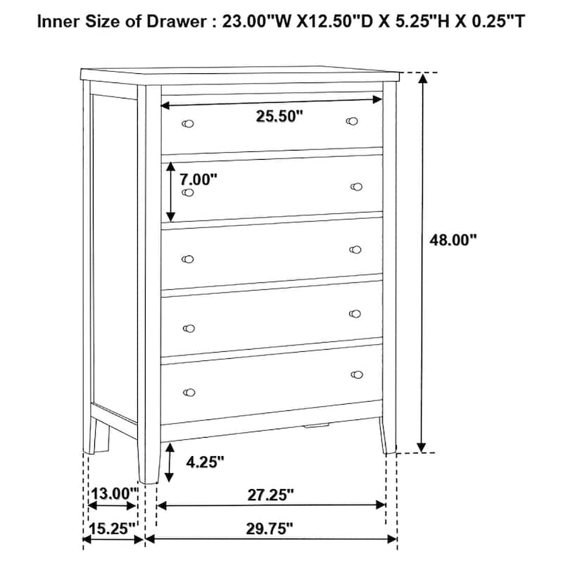 Carlton 5-drawer Bedroom Chest Cappuccino