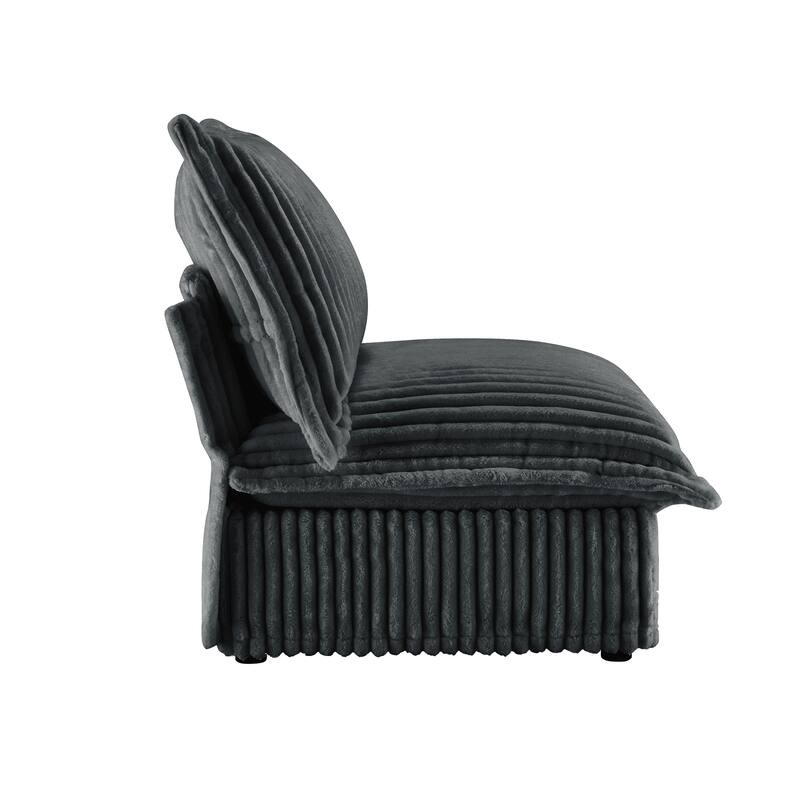 Single Corduroy Deep Seat Armless Accent Chair