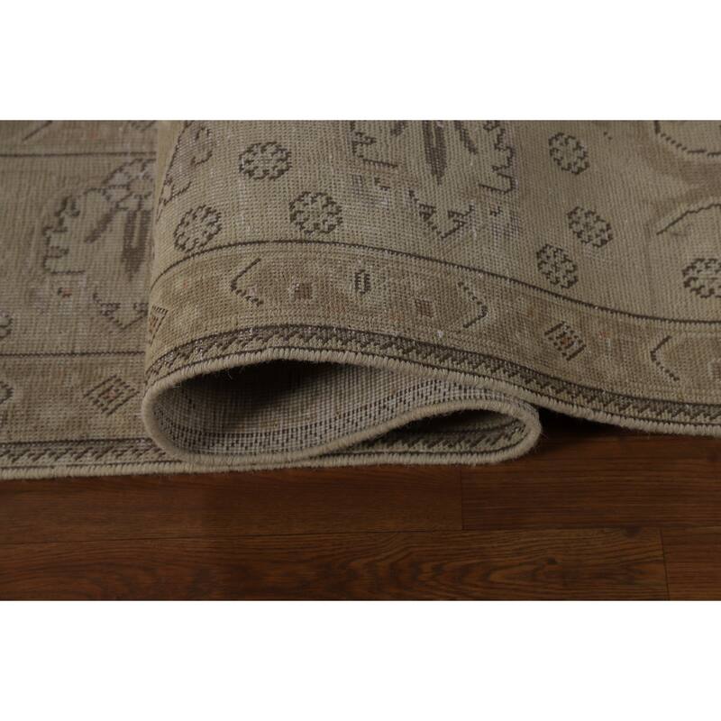 Traditional Beige Tabriz Persian Vintage Rug Handmade Wool Carpet - 9'7" x 12'6"