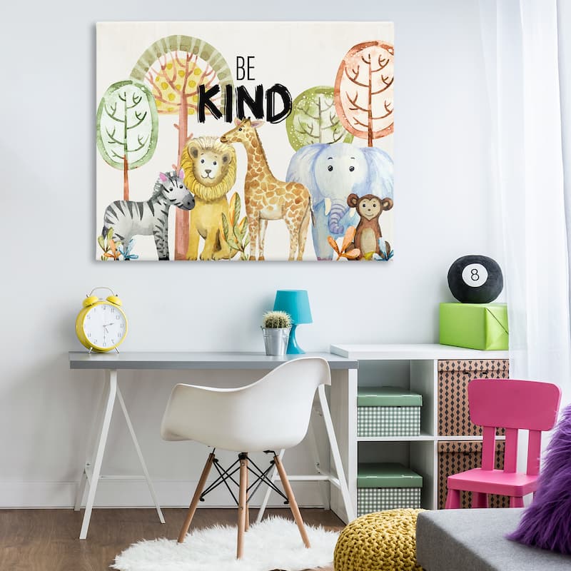 Stupell Be Kind Jungle Animals Canvas Wall Art Design By Kim Allen