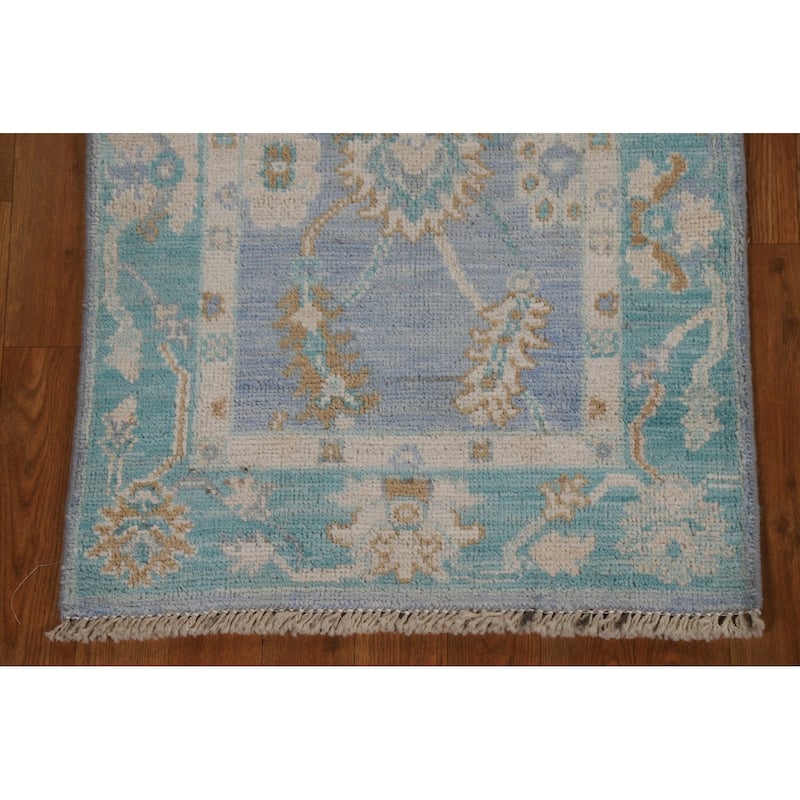 Geometric Oriental Oushak Turkish Rug Wool Hand-knotted Foyer Carpet - 2'0" x 3'11"