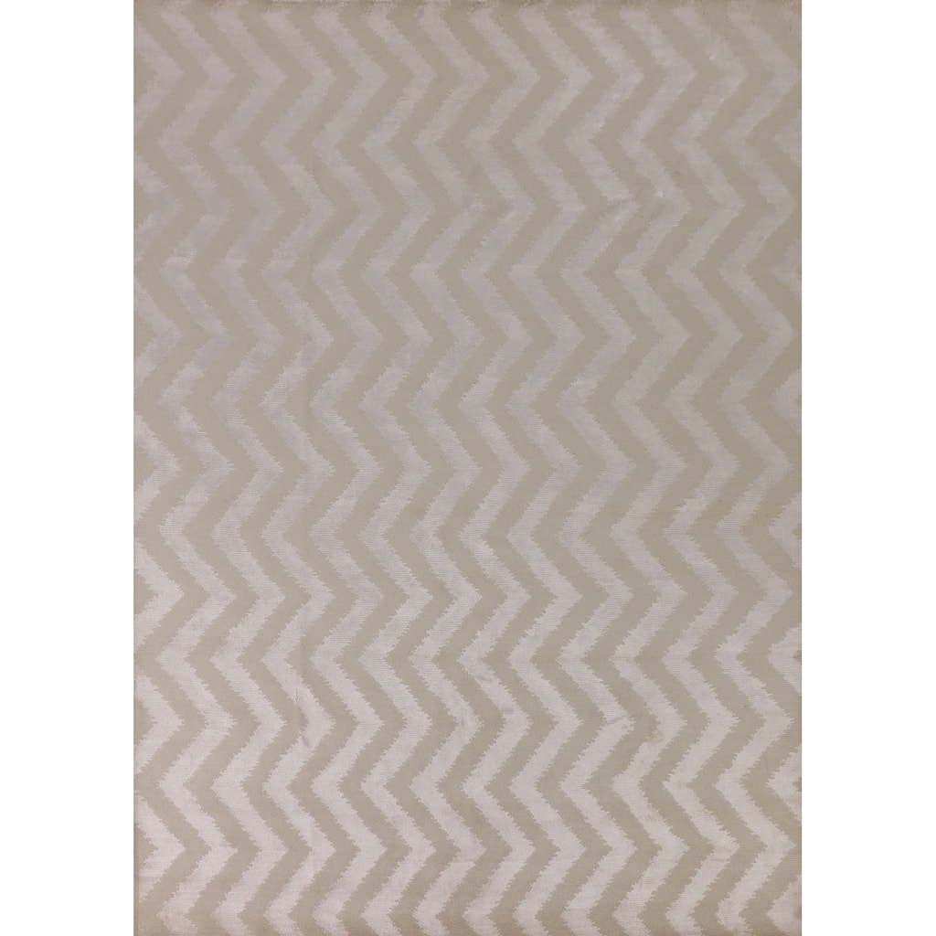 Chevron Style Nepalese Indian Area Rug Hand-Knotted Wool Carpet - 8'0" x 9'10"