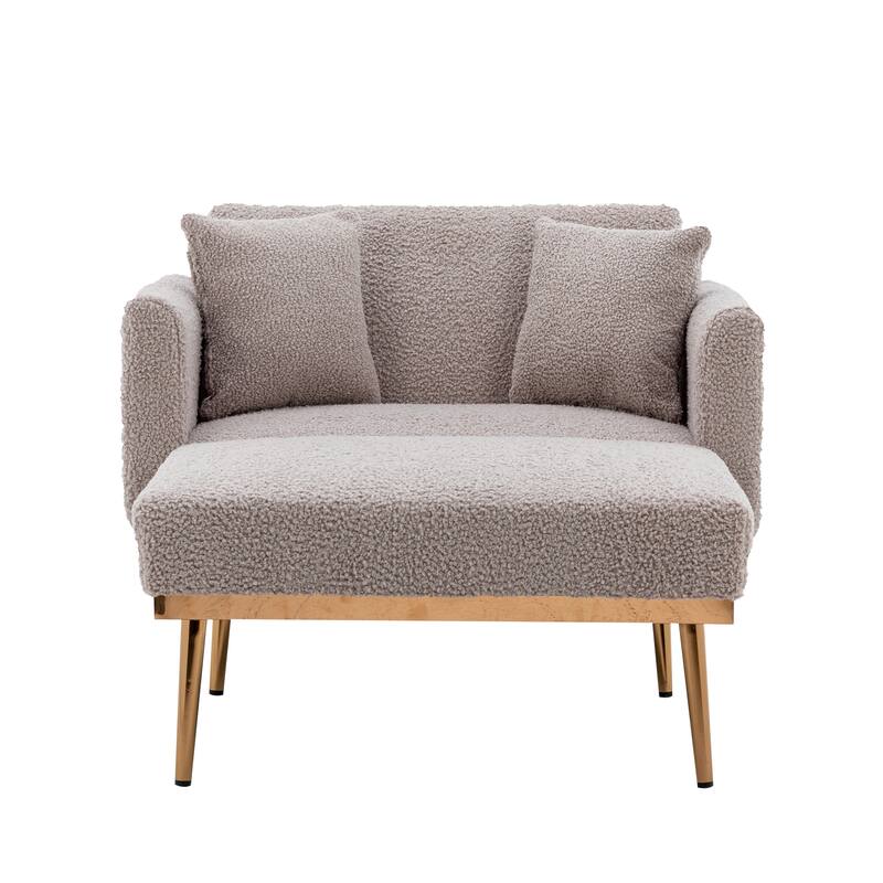 Grey Teddy 62.2" Chaise Lounge Chair with Iron Legs