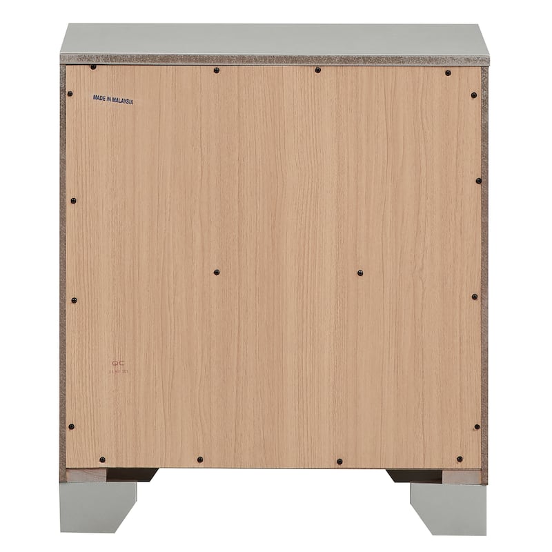 Modern 23-in Silver Champagne Textured Croc 2-Drawer Nightstand with Mirror Accents