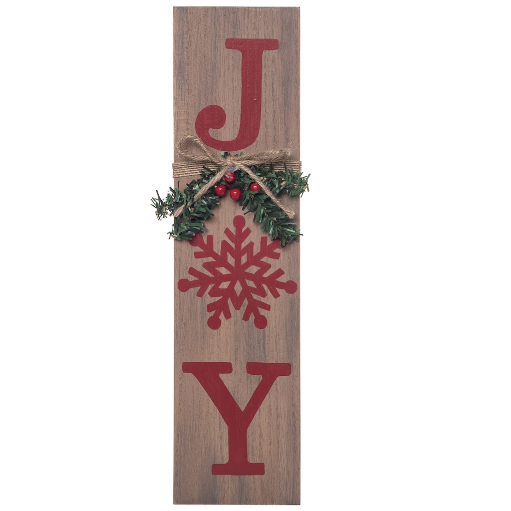 Transpac Wood 13.8 in. Multicolored Christmas Joy/Snow Wall Decor