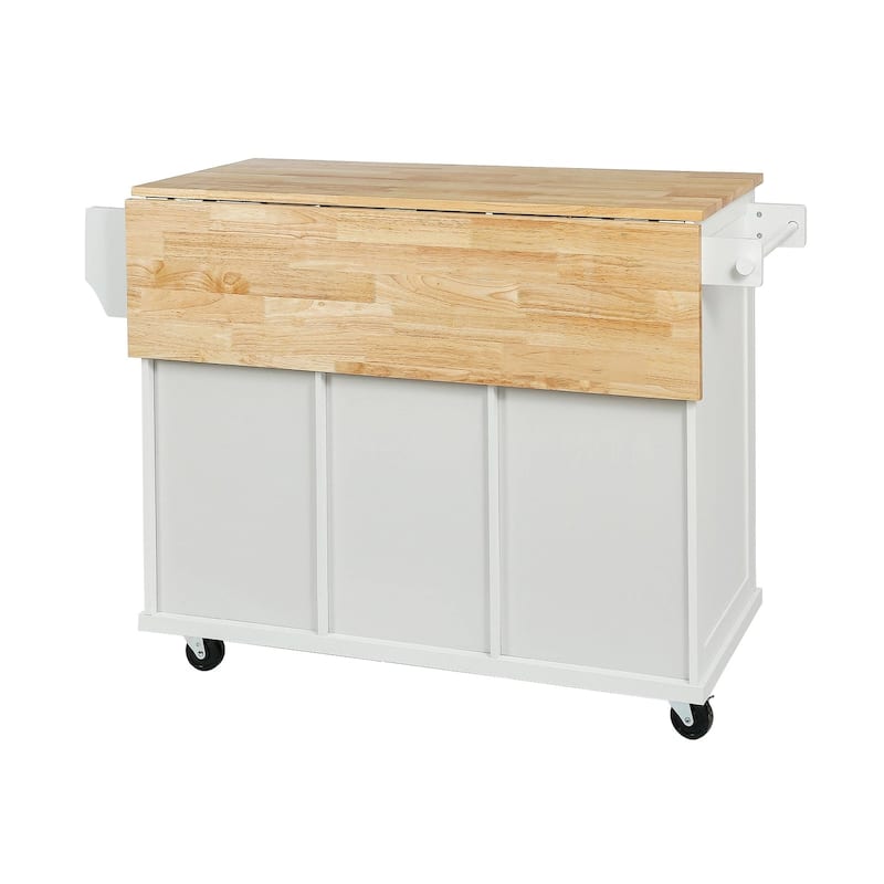 MDF Kitchen Cart Multifunctional with Storage Cabinet and 3 Drawers