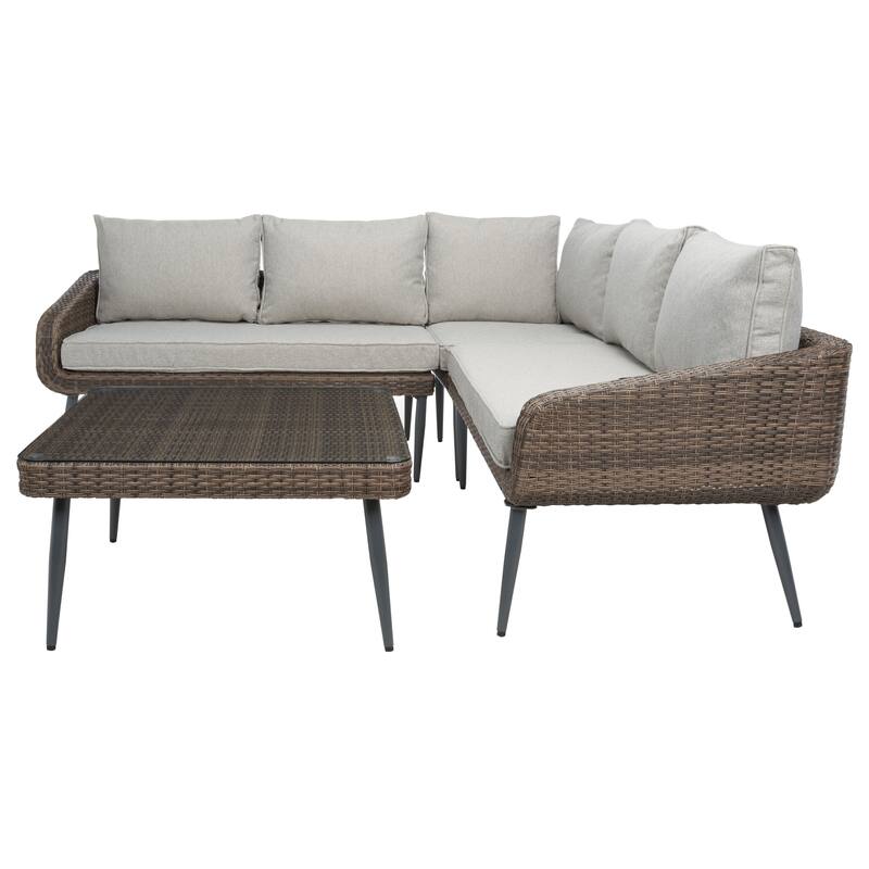 SAFAVIEH Outdoor Onri 3-Piece Sofa Set - 32"W x 32"D x 16"H