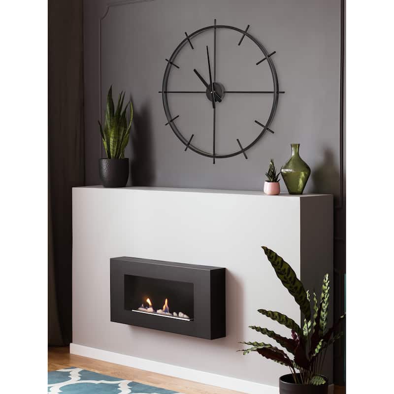 Kate and Laurel Isaac Modern Metal Wall Clock, 26" Diameter, Black - 26" Diameter