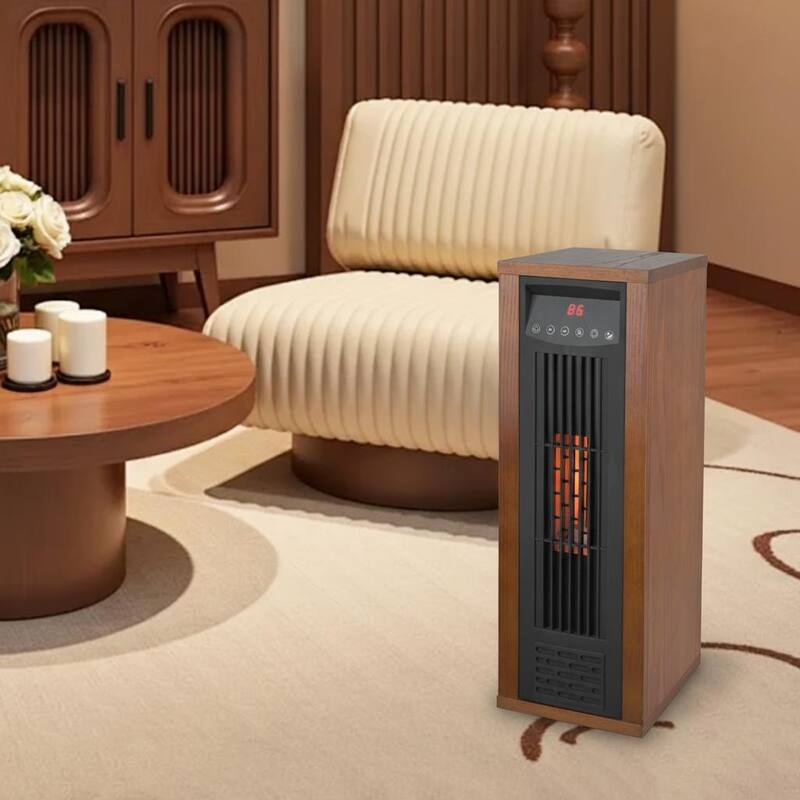 1500W Freestanding Electric Stove Fireplace Heaters with Timer and Overheat Protection without Flame - 8.5" L x 10.2" W x 24" H