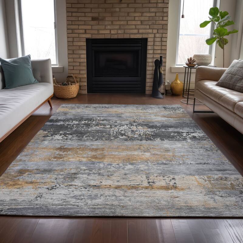 Machine Washable Indoor/Outdoor Contemporary Chantille Rug