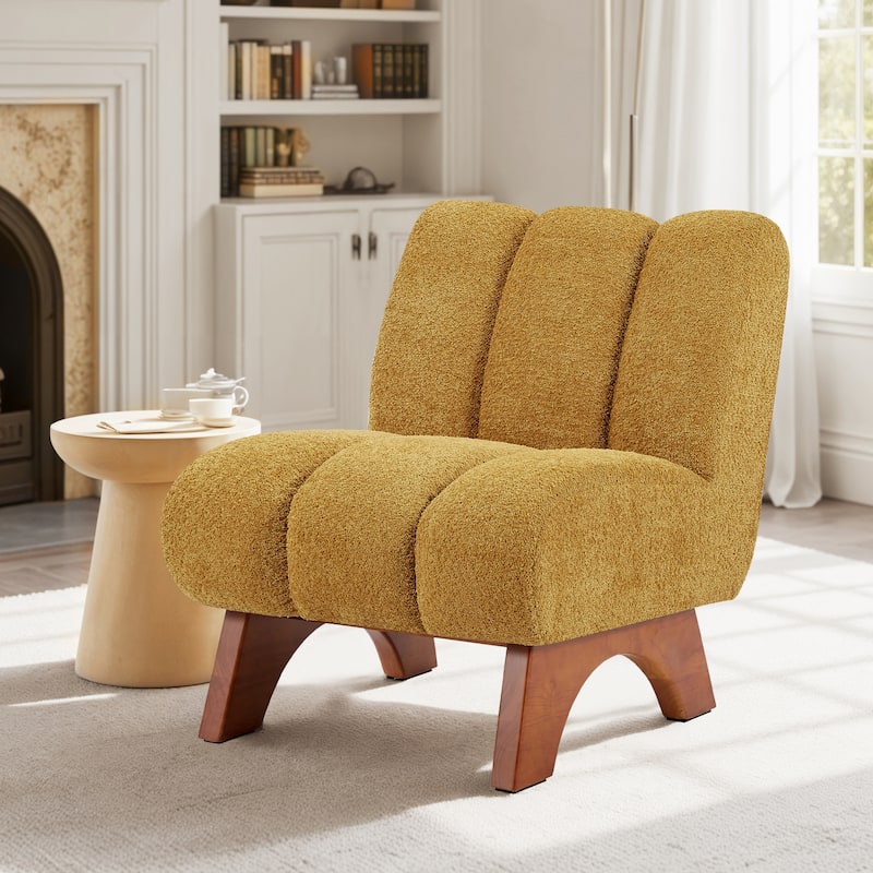 Art Leon Modern Wood and Fabric Accent Sofa Chair - Yellow