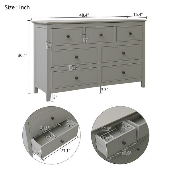 Modern 7-Drawer Rectangle Dresser, Storage Organizer Dresser - Bed Bath ...