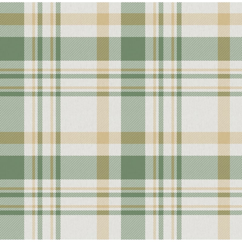 Galerie Wallcoverings Spring Blossom Check Plaid Non-woven Matte Wallpaper Roll - 33 feet x 21 inches - Green