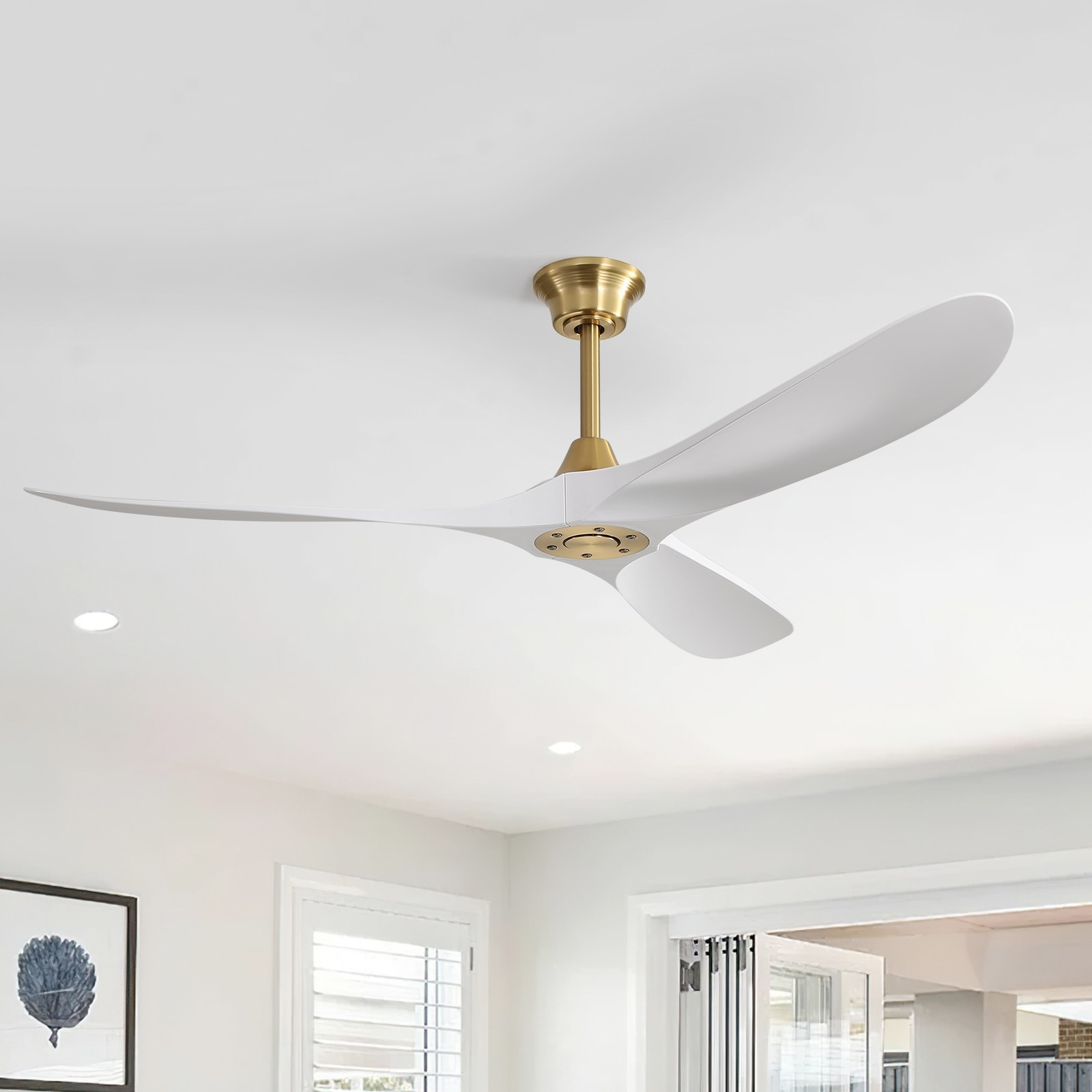 Sofucor 60 Inch Ceiling Fan No Light With Remote Control 3 Fan Blades Reversible DC Motor Timer Farmhouse
