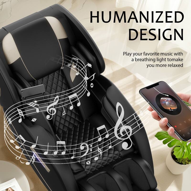 Luxury Zero Gravity Full-Body Massage Chair with Heating, Bluetooth Audio, and Foot Rollers - Home Relaxation Recliner