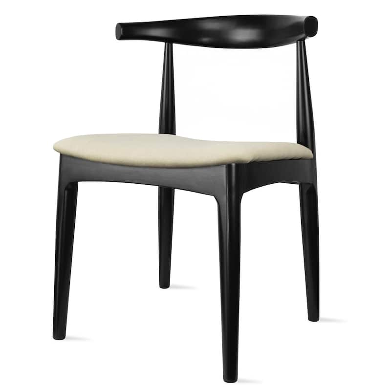 Natural Solid Wood Dining Elbow Chairs With PU Leather or Beige Fabric Cushion Seat And Oak Frame