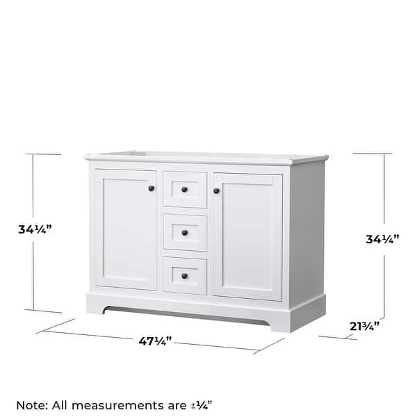 dimension image slide 1 of 8, Wyndham Collection Avery 48" Double Free Standing Vanity Cabinet Only