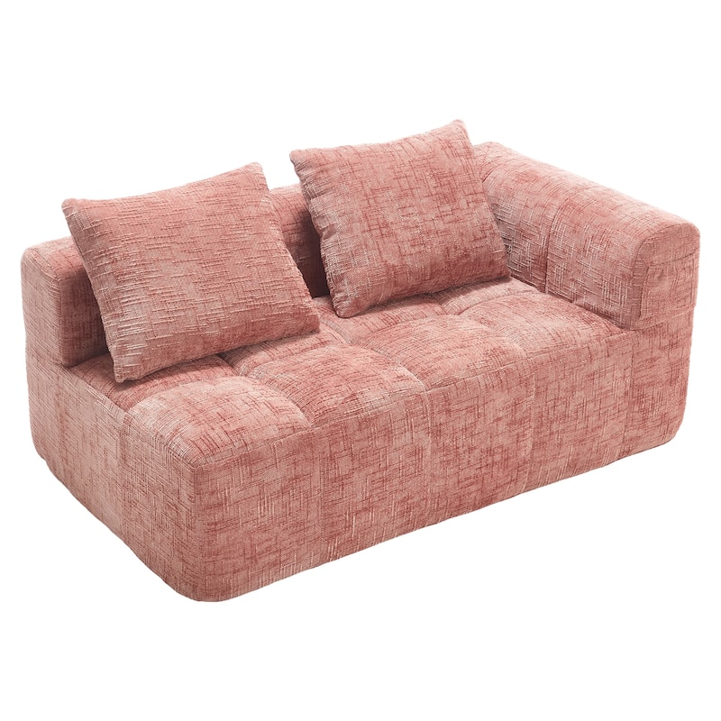 Chenille Loveseat Sofa Upholstered Deep Seat Sofa, Lounge Couch Corner Sofa Minimalist Modular Couches for Apartment