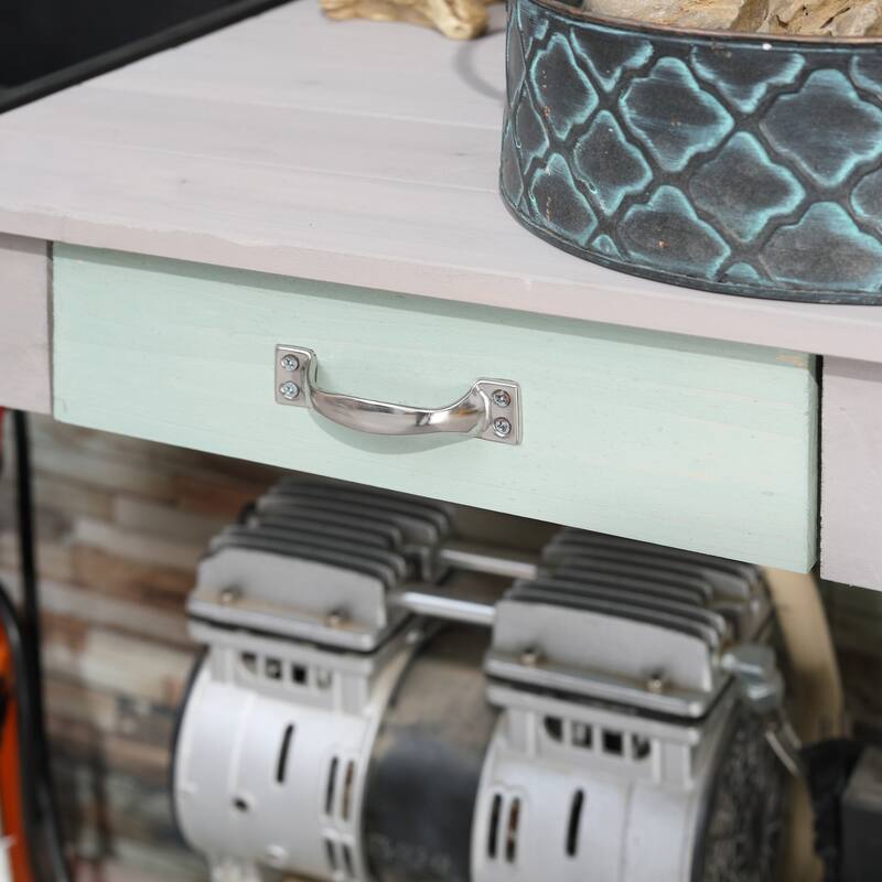 Outdoor Wooden Potting Bench Table with Removable Sink & Open Shelf Storage, Garden Work Bench with Chalkboard