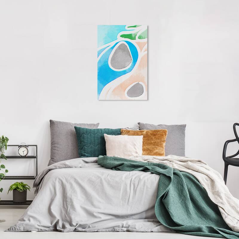 Wynwood Studio Canvas Abstract Of Sea and Sand Blue and Modern & Contemporary Wall Art Canvas Print - 24 x 16