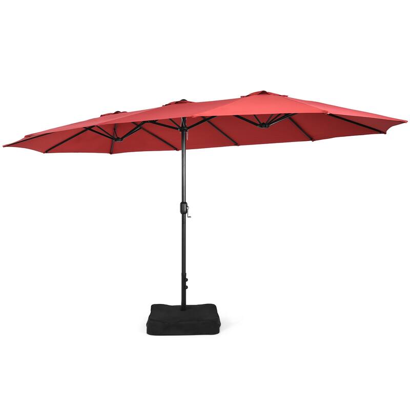 Gymax 15 ft Double-Sided Patio Twin Umbrella Extra-Large Market