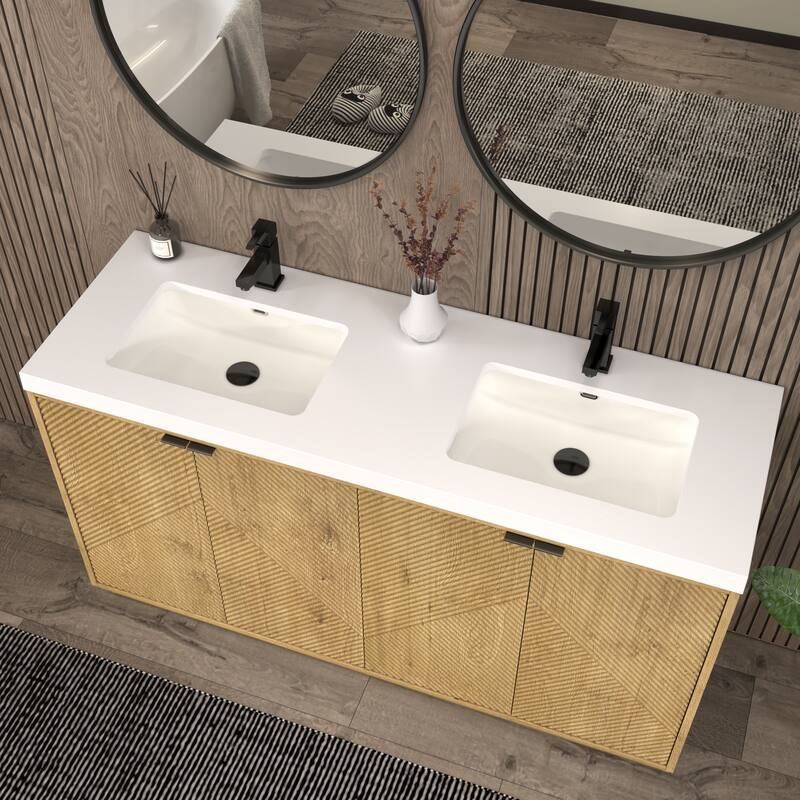 Milano 60" Freestanding Bathroom Vanity with Double White Acrylic Sink